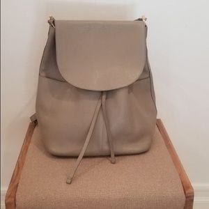 Women’s Large Leather Backpack In Stone